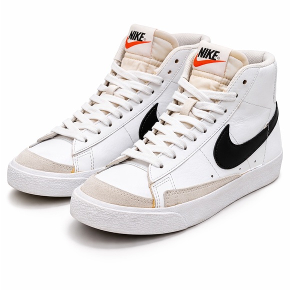 Nike Blazer Mid 77 GS High Top Leather Sneakers 3Y White Black - Picture 2 of 15